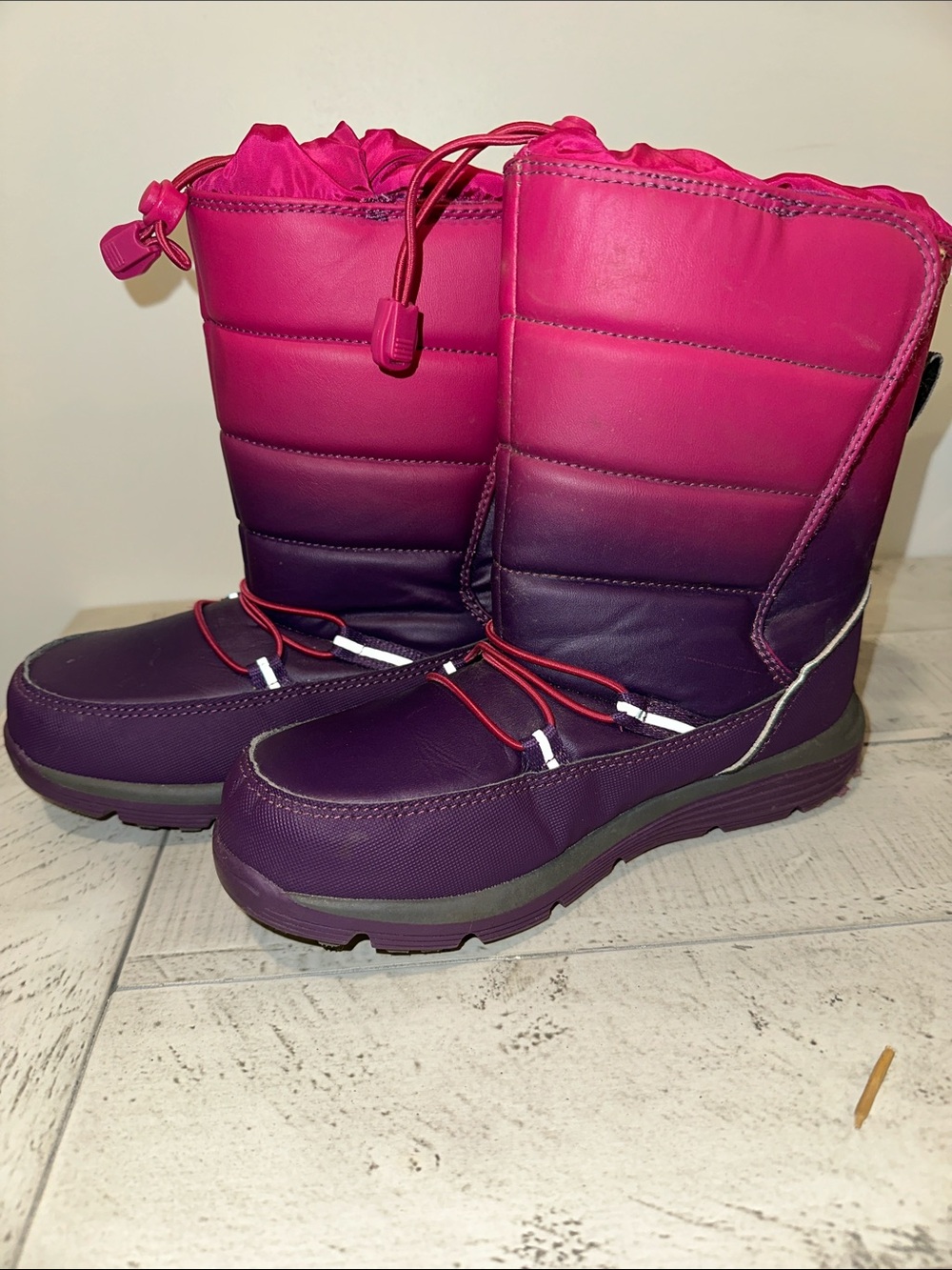 Lands’ End Kids Snow Flurry Boots Pink Purple Ombre Waterproof Youth 3 3M